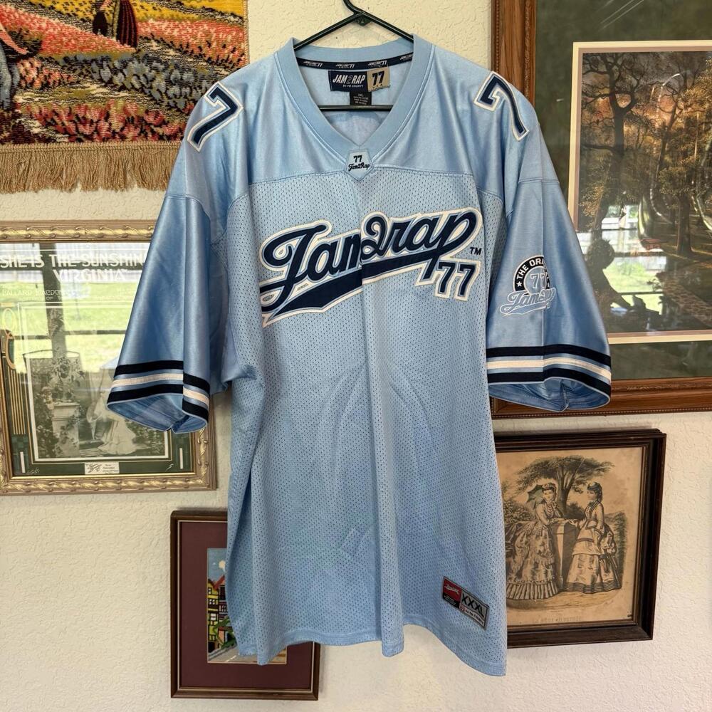 Vintage Jam 2 Rap 77 RARE Fubu County Hip Hop Blue Sports Jersey Size 3XL